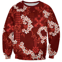 Mokihana Maile and Ilima Leis Sweatshirt Ulaʻula Hawaiian Tapa Quilt Pattern - Polynesian Pride