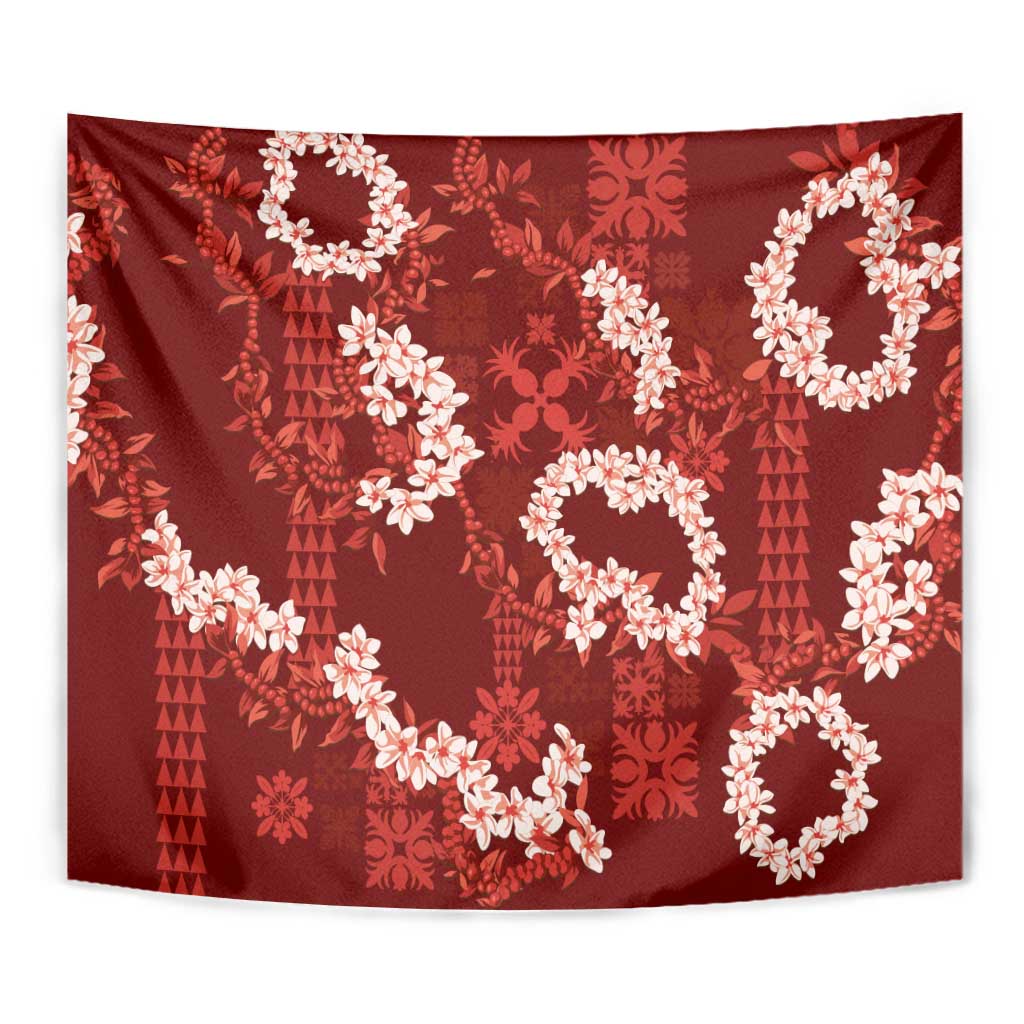 Mokihana Maile and Ilima Leis Tapestry Ulaʻula Hawaiian Tapa Quilt Pattern - Polynesian Pride