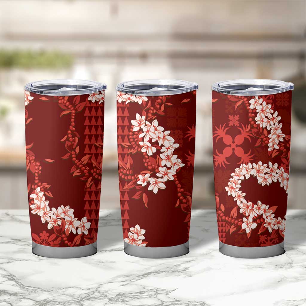 Mokihana Maile and Ilima Leis Tumbler Cup Ulaʻula Hawaiian Tapa Quilt Pattern - Polynesian Pride