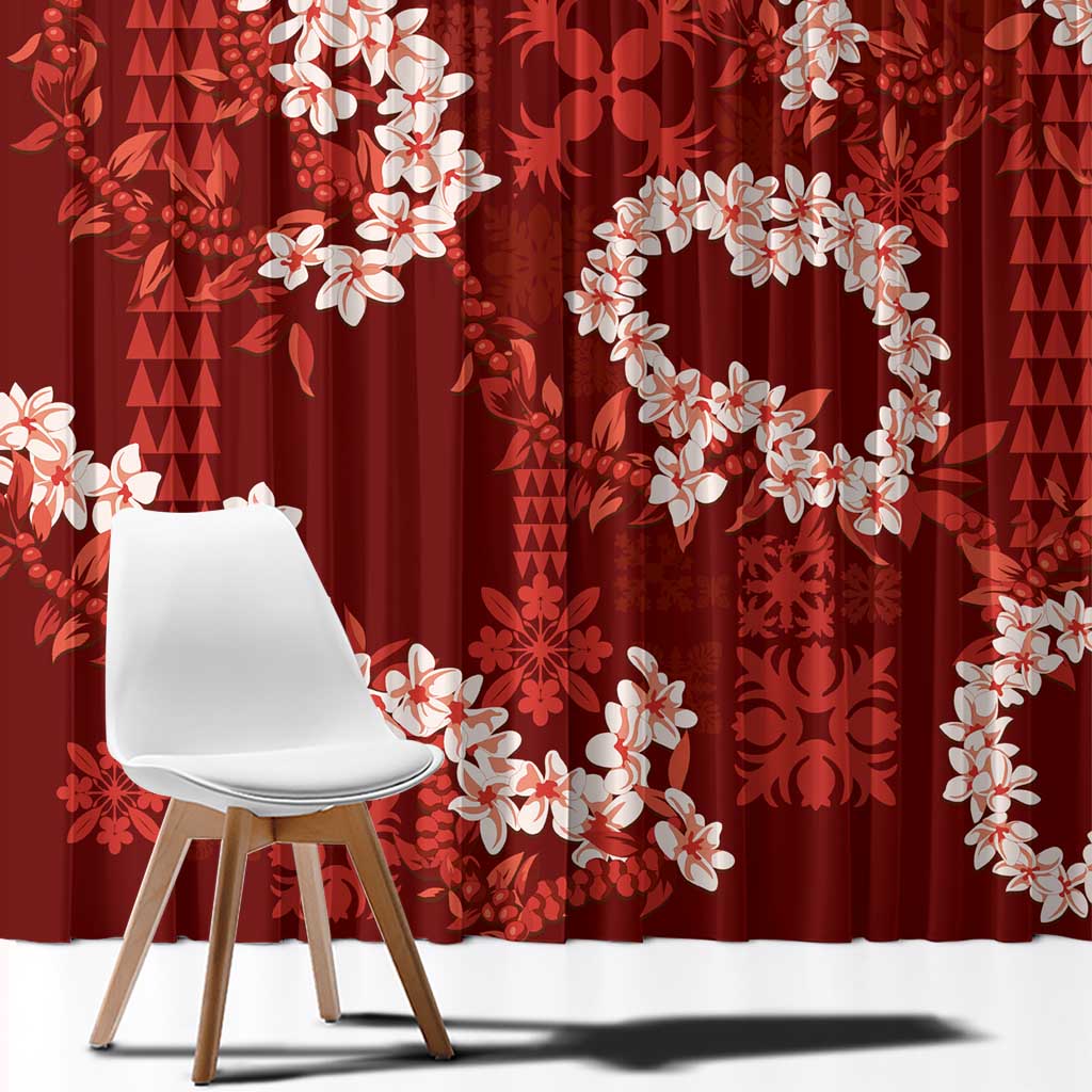 Mokihana Maile and Ilima Leis Window Curtain Ulaʻula Hawaiian Tapa Quilt Pattern - Polynesian Pride