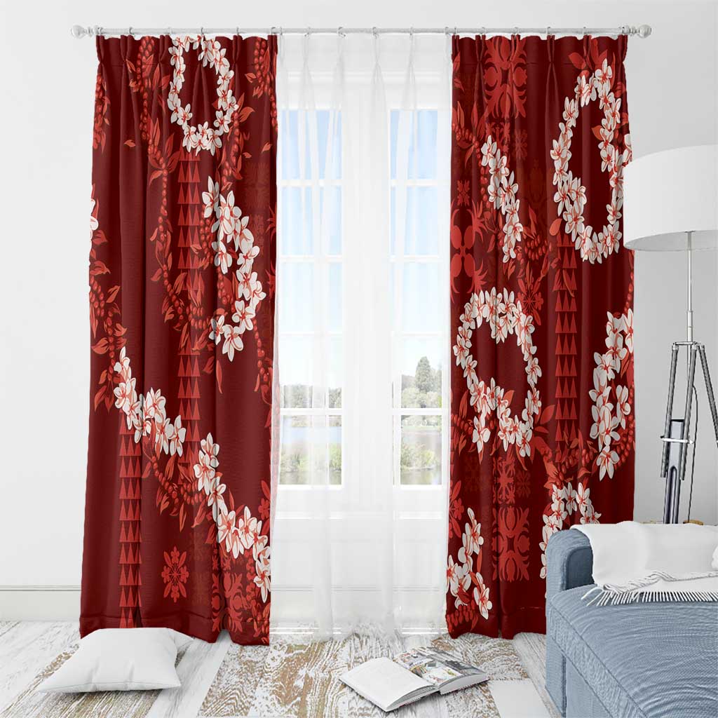 Mokihana Maile and Ilima Leis Window Curtain Ulaʻula Hawaiian Tapa Quilt Pattern - Polynesian Pride