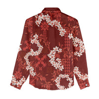 Mokihana Maile and Ilima Leis Women Casual Shirt Ulaʻula Hawaiian Tapa Quilt Pattern - Polynesian Pride