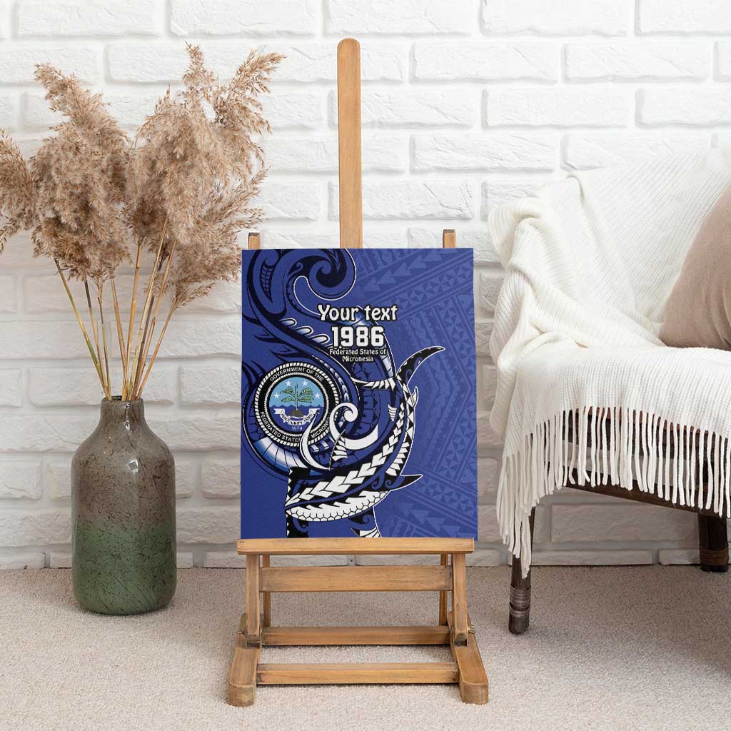 Personalized FSM 1986 Independence Day Canvas Wall Art Polynesian Shark Tattoo Style