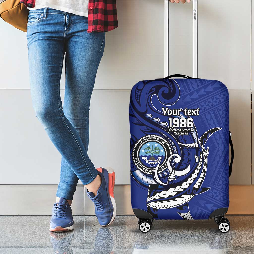 Personalized FSM 1986 Independence Day Luggage Cover Polynesian Shark Tattoo Style LT9 - Polynesian Pride
