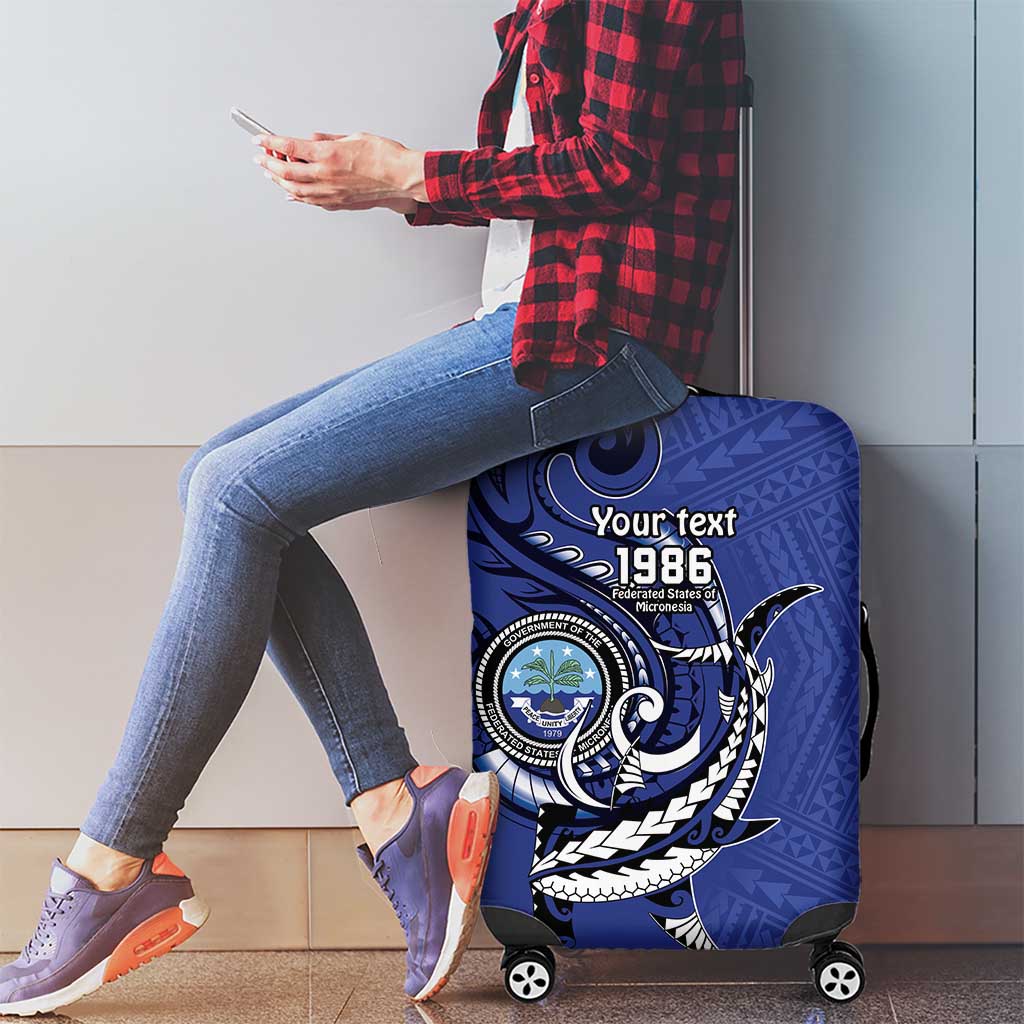 Personalized FSM 1986 Independence Day Luggage Cover Polynesian Shark Tattoo Style LT9 - Polynesian Pride