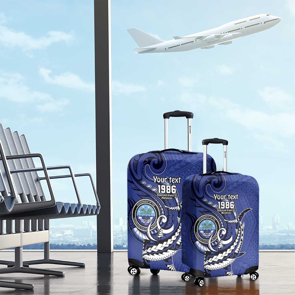 Personalized FSM 1986 Independence Day Luggage Cover Polynesian Shark Tattoo Style LT9 - Polynesian Pride