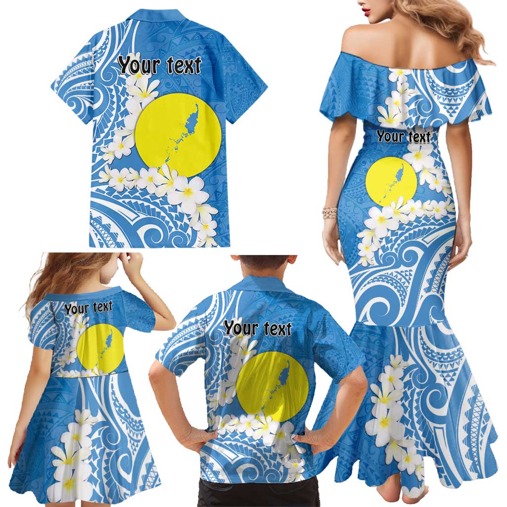 Personalized Palau 1994 Belau Rekid Family Matching Mermaid Dress and Hawaiian Shirt Polynesian Plumeria Style