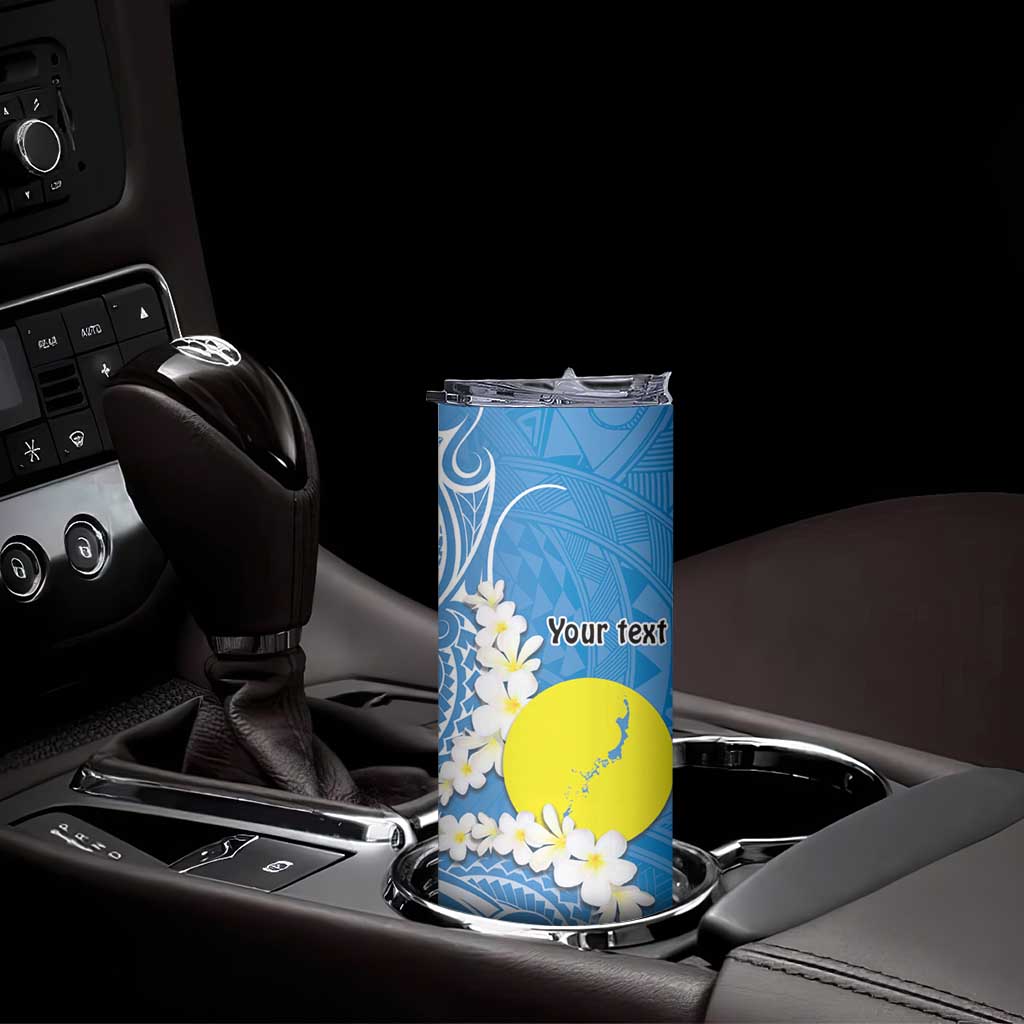 Personalized Palau 1994 Belau Rekid Skinny Tumbler Polynesian Plumeria Style