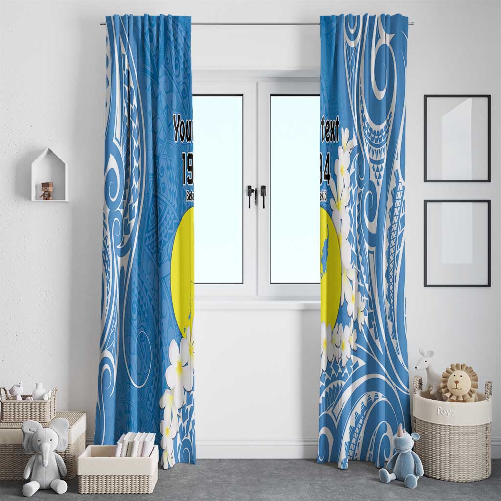 Personalized Palau 1994 Belau Rekid Window Curtain Polynesian Plumeria Style