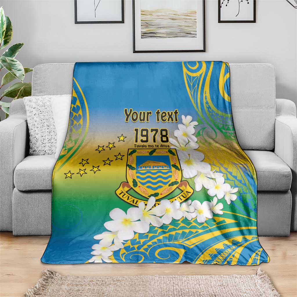 Personalised Tuvalu 1978 Independence Day Blanket Polynesian Plumeria Style