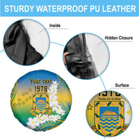 Personalised Tuvalu 1978 Independence Day Spare Tire Cover Polynesian Plumeria Style