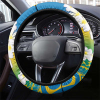 Tuvalu 1978 Independence Day Steering Wheel Cover Polynesian Plumeria Style