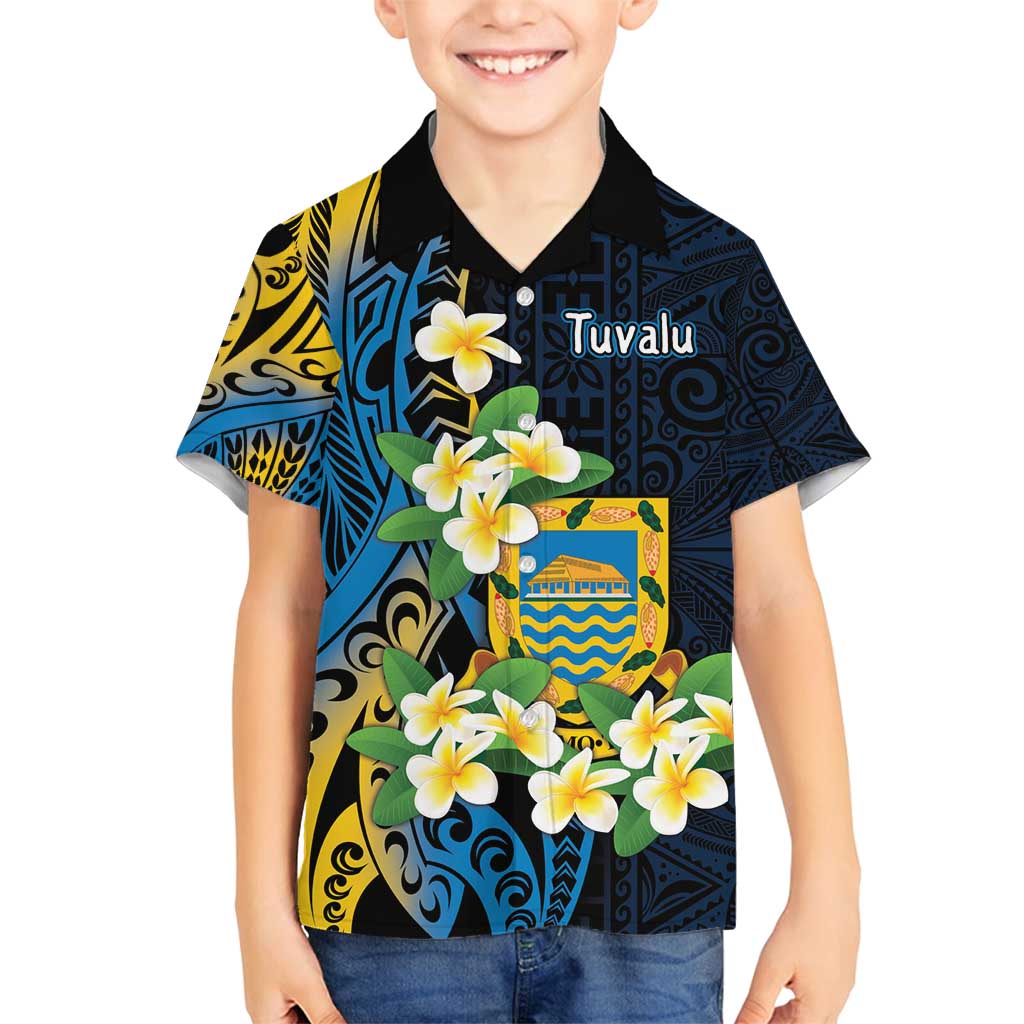 Personalised Tuvalu Beautiful Plumeria Flower Family Matching Tank Maxi Dress and Hawaiian Shirt