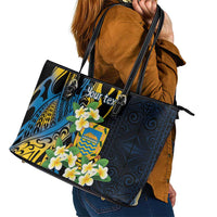 Personalised Tuvalu Beautiful Plumeria Flower Leather Tote Bag