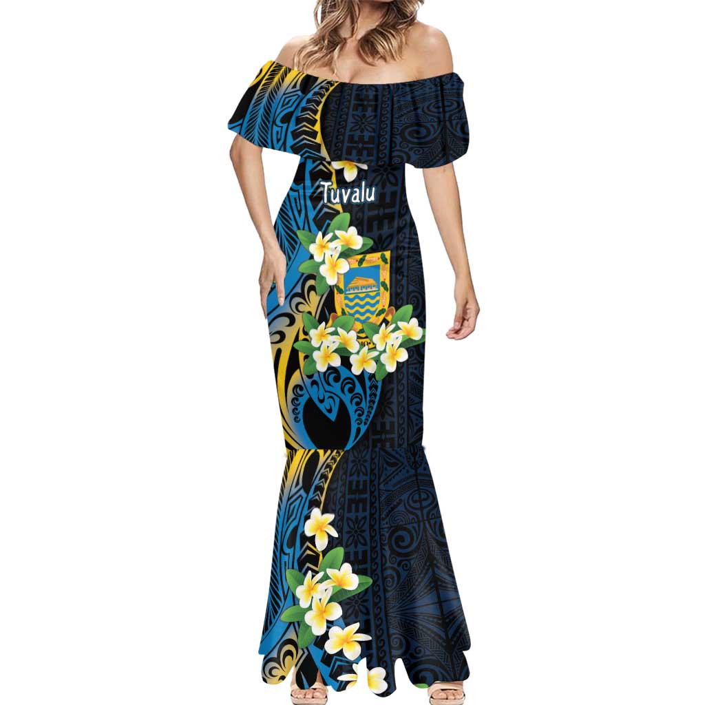 Personalised Tuvalu Beautiful Plumeria Flower Mermaid Dress