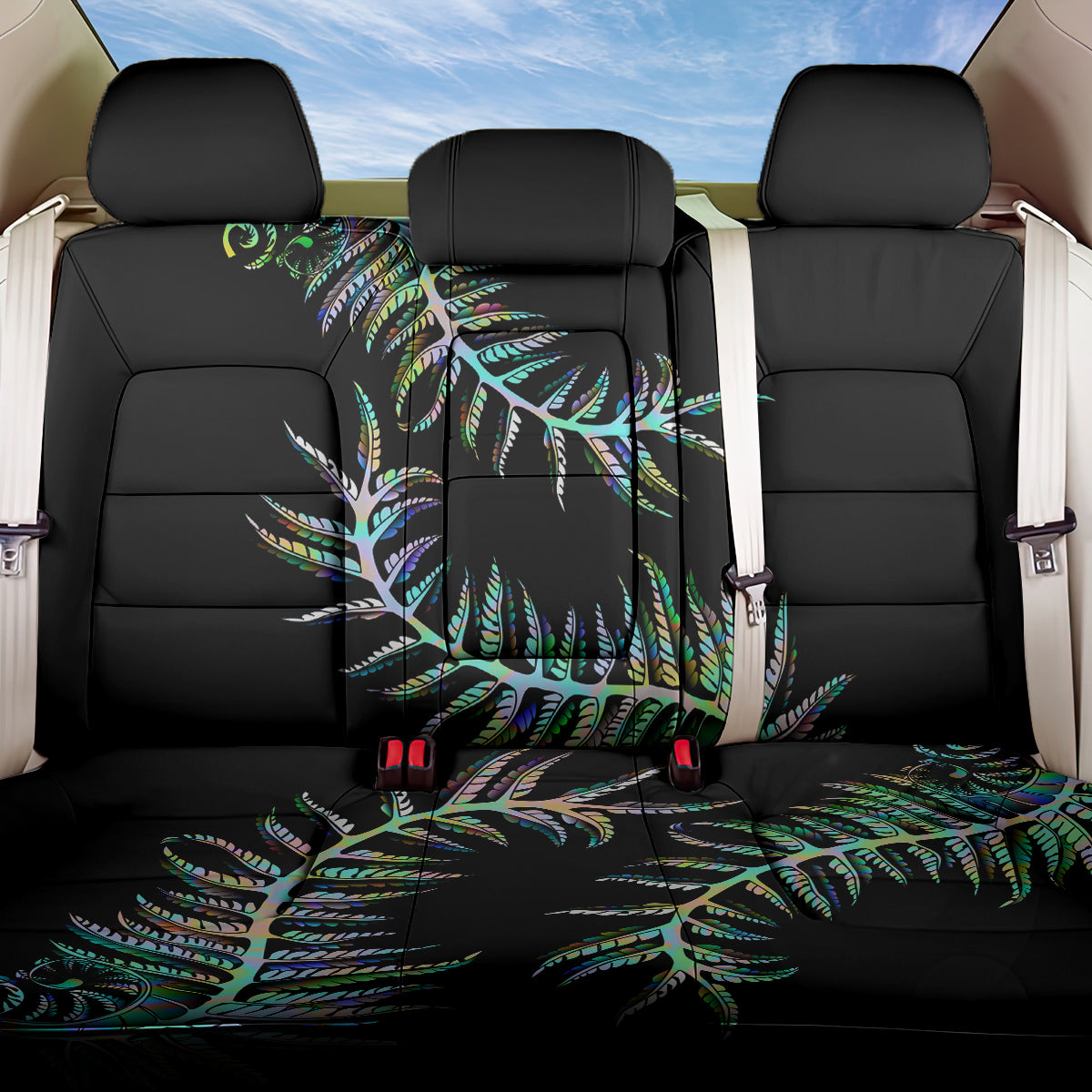 New Zealand Back Car Seat Cover Aotearoa Silver Fern Mixed Papua Shell Green Vibe