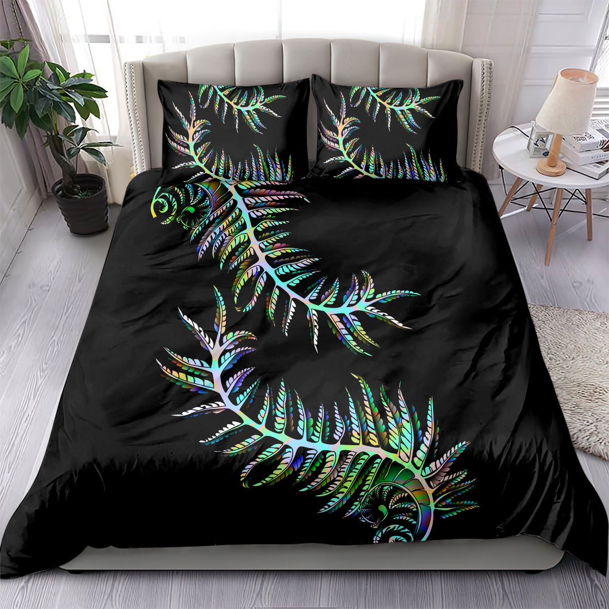 New Zealand Bedding Set Aotearoa Silver Fern Mixed Papua Shell Green Vibe LT9 - Polynesian Pride