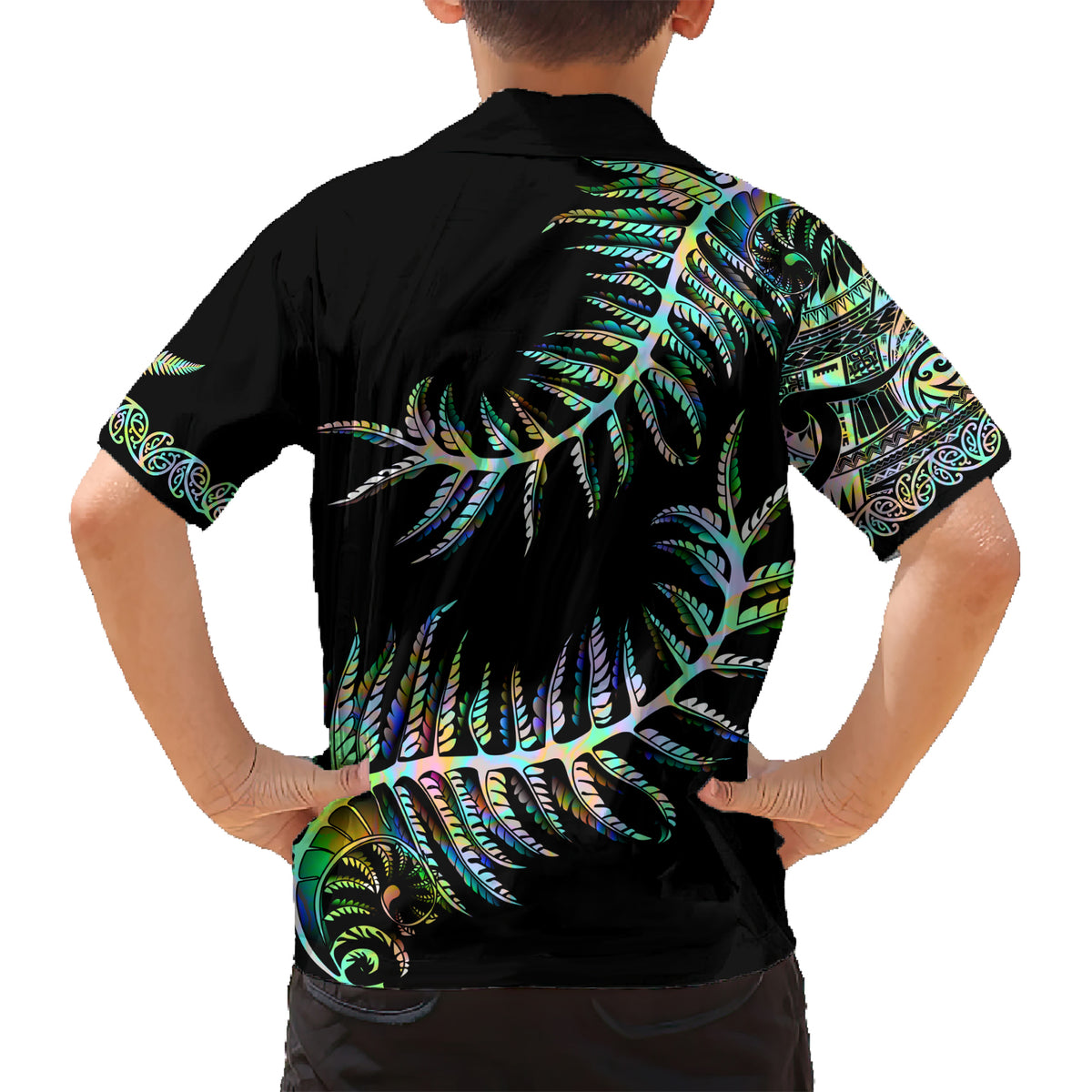 New Zealand Hawaiian Shirt Aotearoa Silver Fern Mixed Papua Shell Green Vibe LT9 - Polynesian Pride