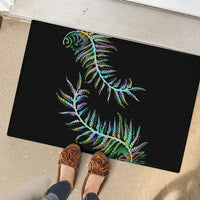 New Zealand Rubber Doormat Aotearoa Silver Fern Mixed Papua Shell Green Vibe LT9 - Polynesian Pride