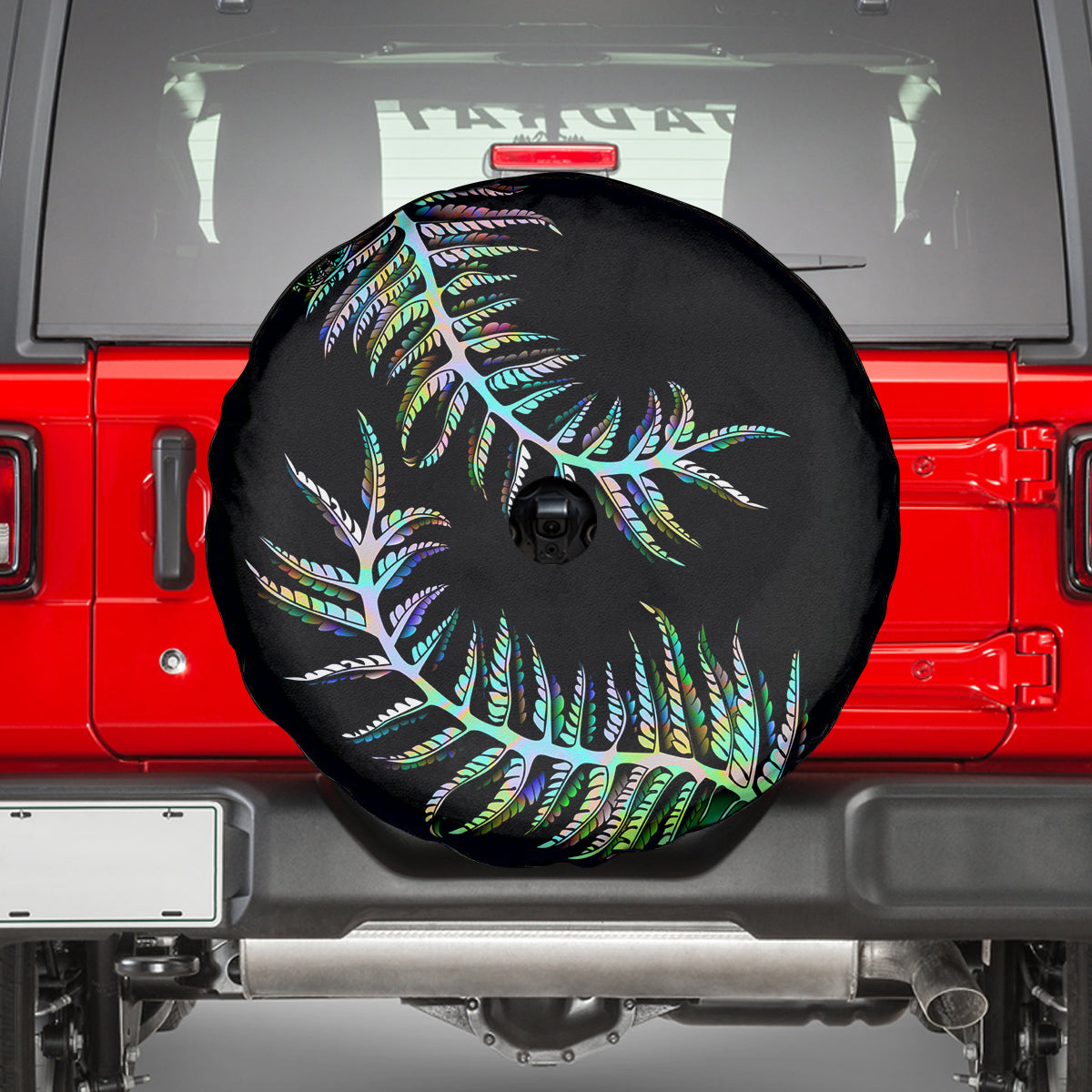 New Zealand Spare Tire Cover Aotearoa Silver Fern Mixed Papua Shell Green Vibe LT9 - Polynesian Pride