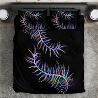 New Zealand Bedding Set Aotearoa Silver Fern Mixed Papua Shell Purple Vibe LT9 Purple - Polynesian Pride