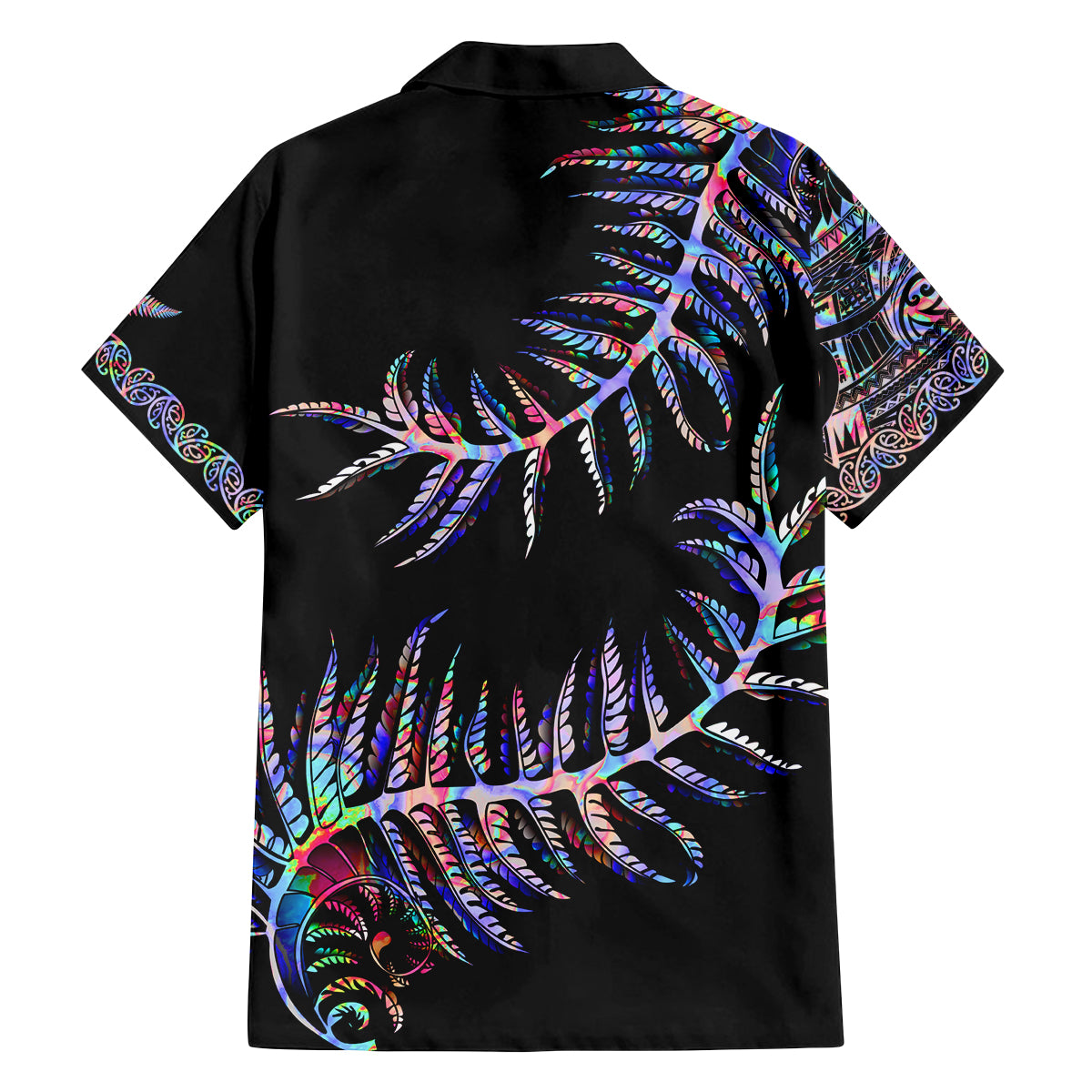 New Zealand Family Matching Off Shoulder Long Sleeve Dress and Hawaiian Shirt Aotearoa Silver Fern Mixed Papua Shell Purple Vibe LT9 - Polynesian Pride
