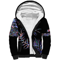 New Zealand Sherpa Hoodie Aotearoa Silver Fern Mixed Papua Shell Purple Vibe LT9 Unisex Purple - Polynesian Pride
