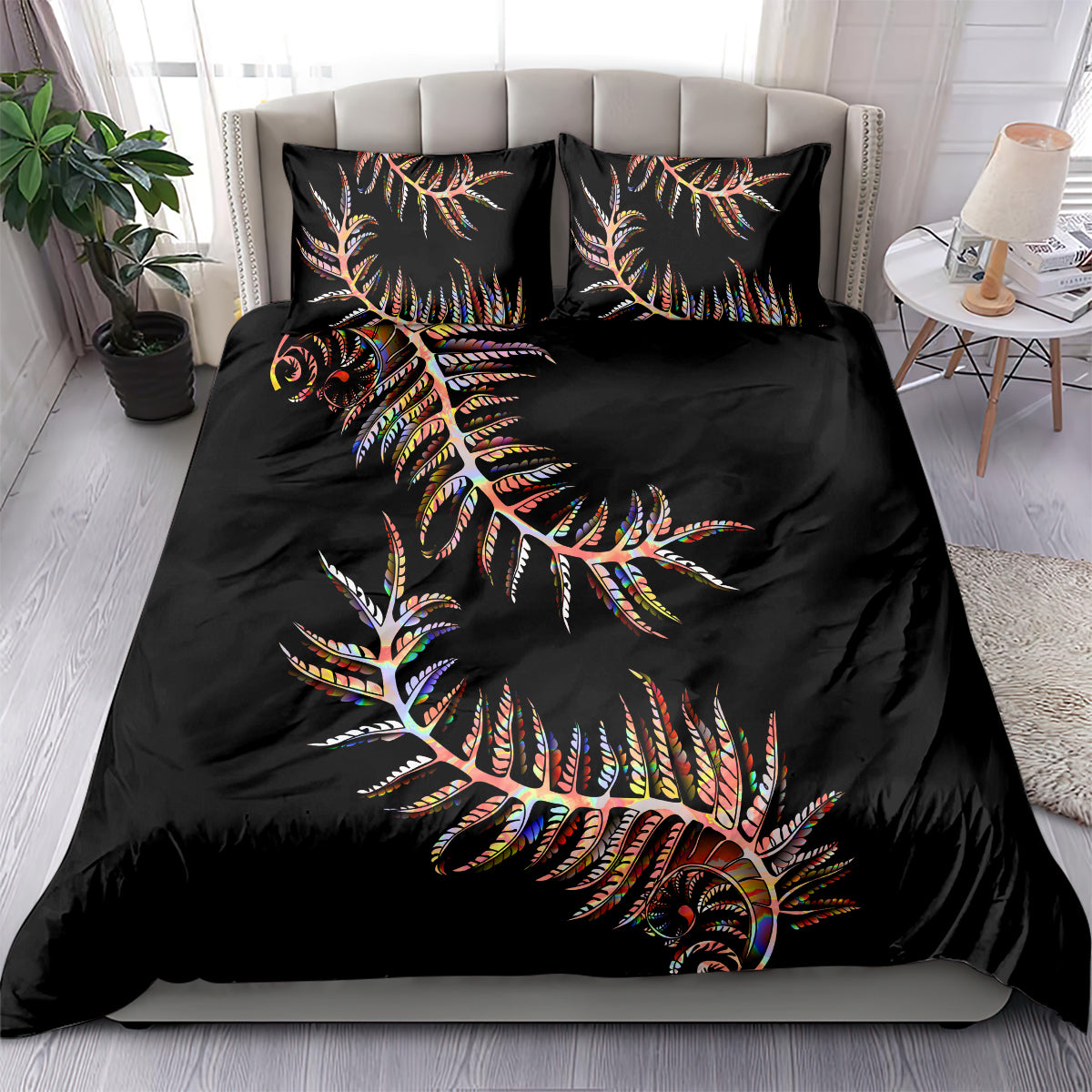 New Zealand Bedding Set Aotearoa Silver Fern Mixed Papua Shell Red Vibe LT9 - Polynesian Pride