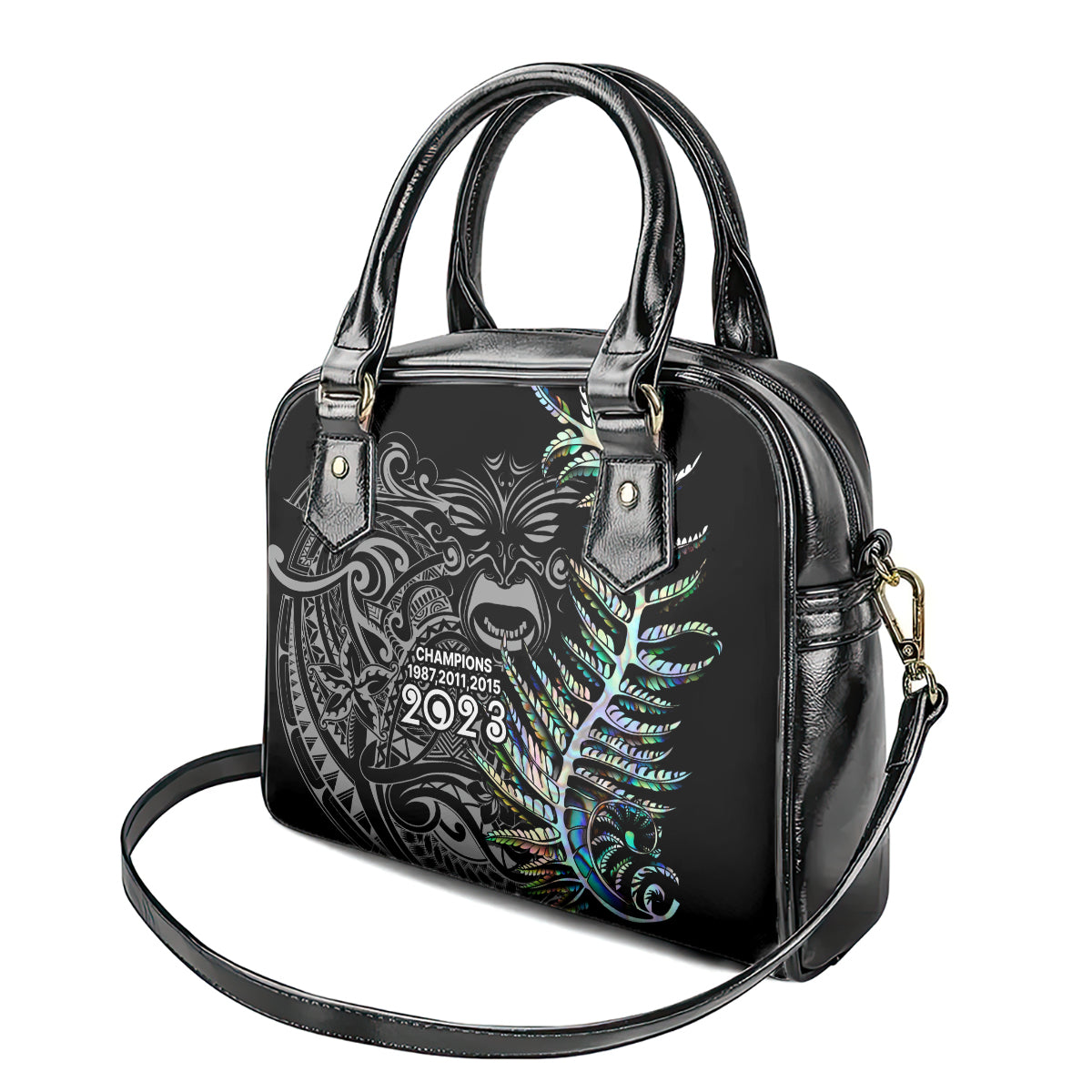 New Zealand Rugby Shoulder Handbag NZ Black Fern Champions History With Papua Shell LT9 - Polynesian Pride