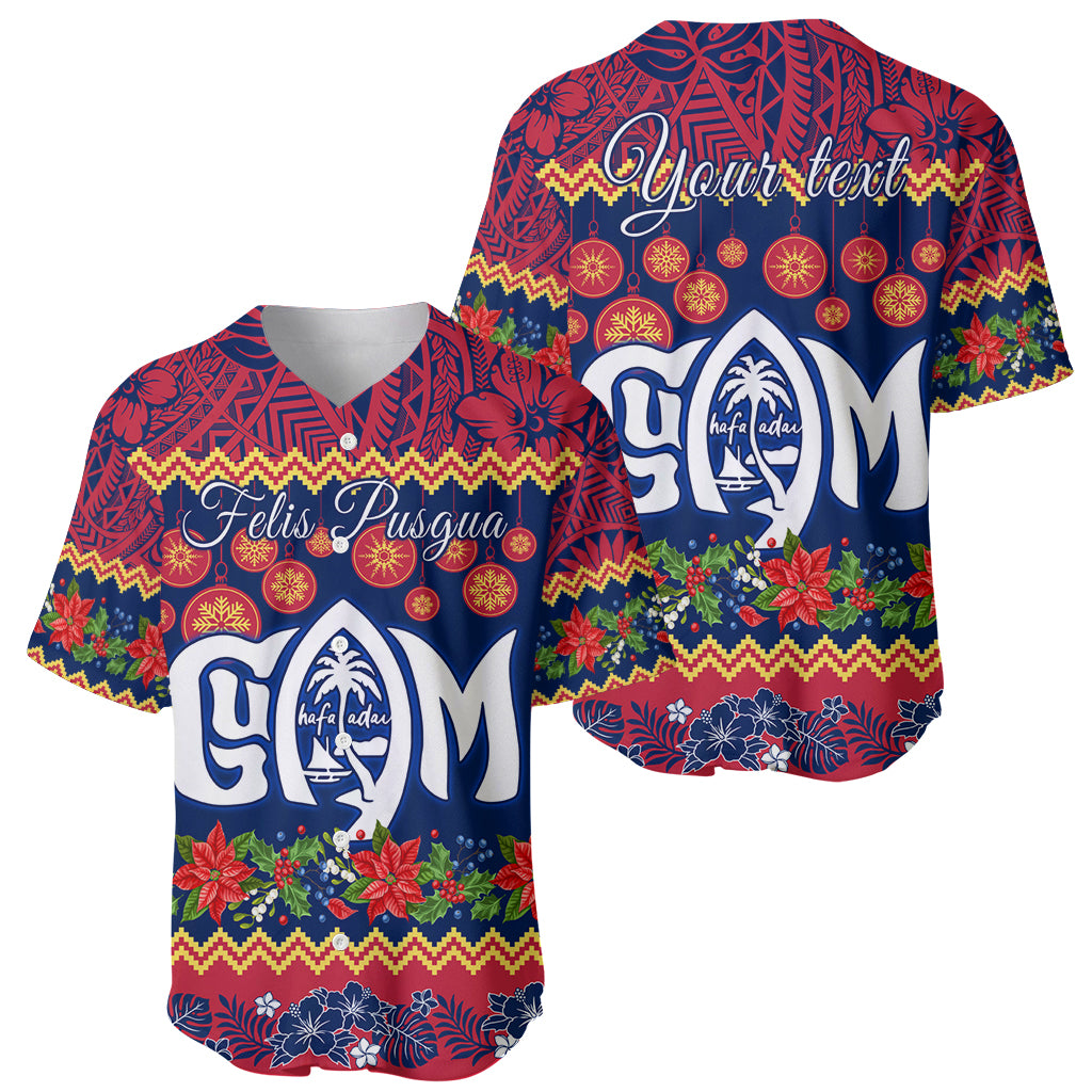 Personalised Guam Christmas Baseball Jersey Felis Pusgua Santa Beach Polynesian Pattern LT9 - Polynesian Pride
