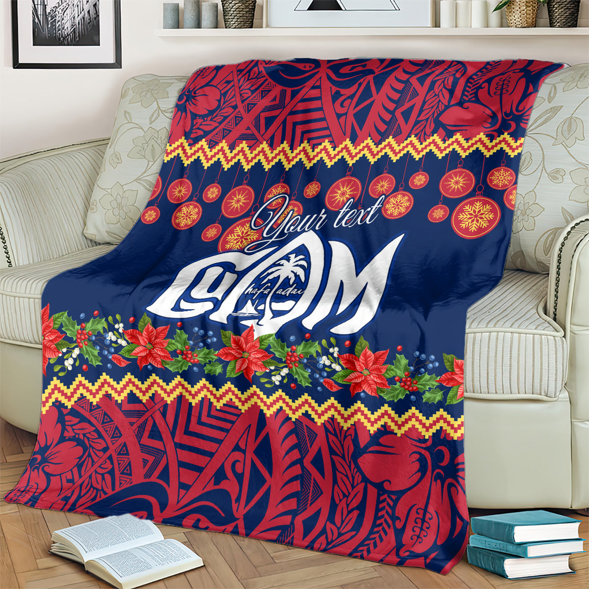 Personalised Guam Christmas Blanket Felis Pusgua Santa Beach Polynesian Pattern LT9 - Polynesian Pride