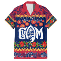 Personalised Guam Christmas Family Matching Long Sleeve Bodycon Dress and Hawaiian Shirt Felis Pusgua Santa Beach Polynesian Pattern LT9 Dad's Shirt - Short Sleeve Blue - Polynesian Pride