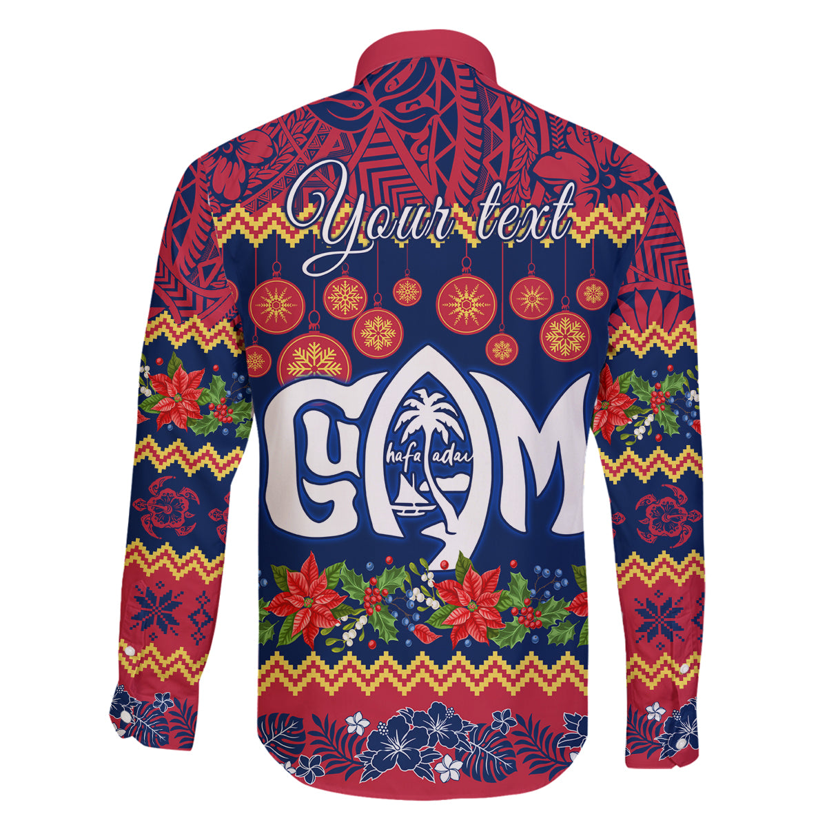 Personalised Guam Christmas Family Matching Long Sleeve Bodycon Dress and Hawaiian Shirt Felis Pusgua Santa Beach Polynesian Pattern LT9 - Polynesian Pride