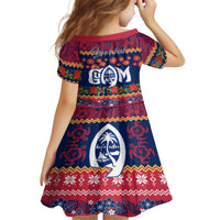 Personalised Guam Christmas Kid Short Sleeve Dress Felis Pusgua Santa Beach Polynesian Pattern LT9 - Polynesian Pride