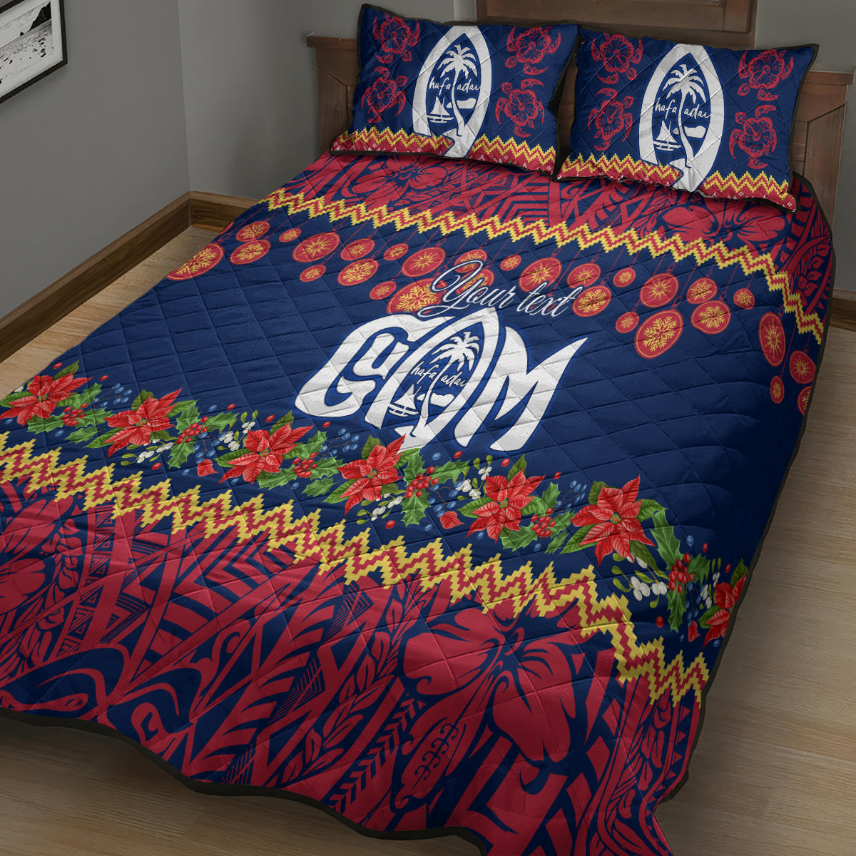 Personalised Guam Christmas Quilt Bed Set Felis Pusgua Santa Beach Polynesian Pattern LT9 - Polynesian Pride