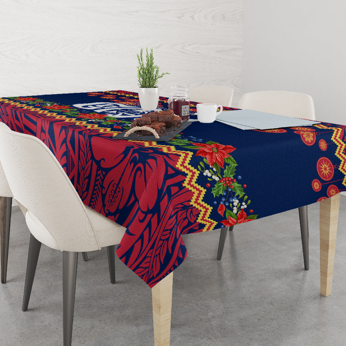 Personalised Guam Christmas Tablecloth Felis Pusgua Santa Beach Polynesian Pattern LT9 - Polynesian Pride