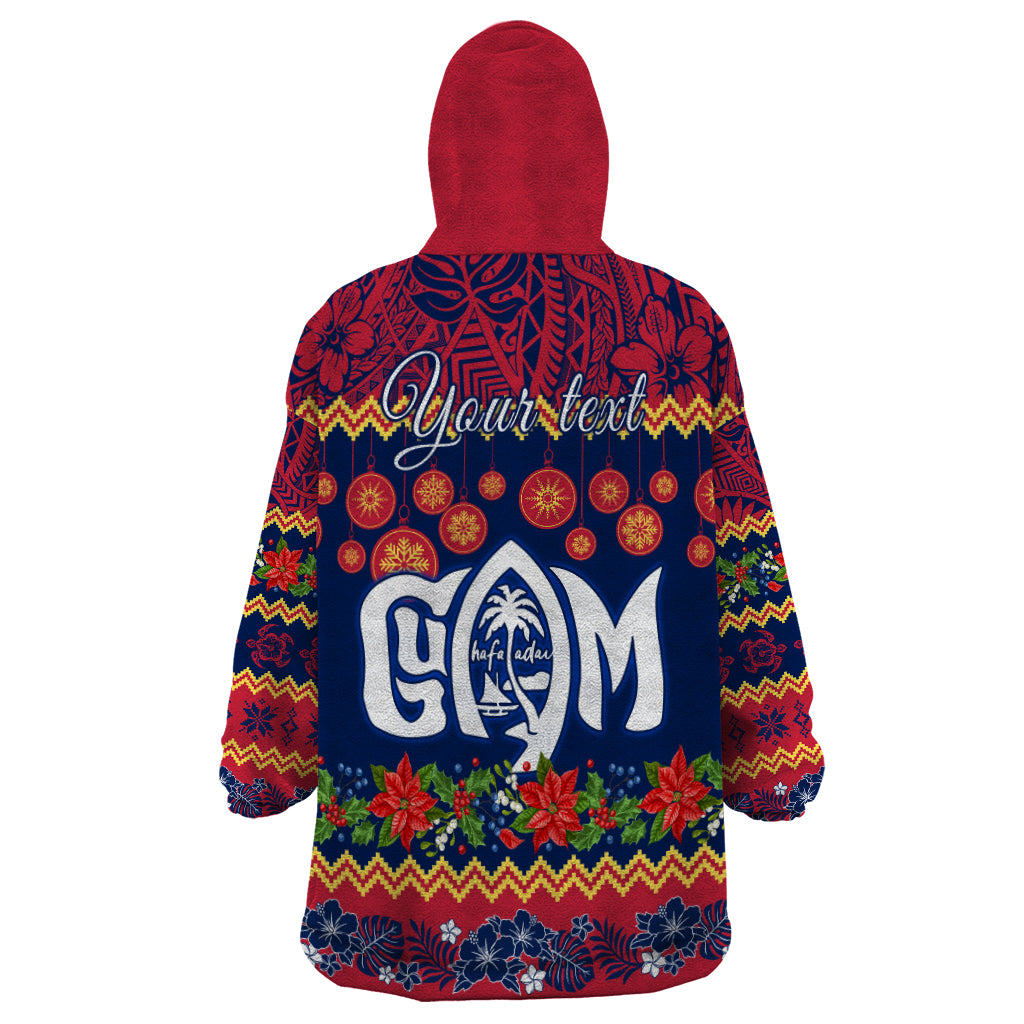 Personalised Guam Christmas Wearable Blanket Hoodie Felis Pusgua Santa Beach Polynesian Pattern LT9 - Polynesian Pride