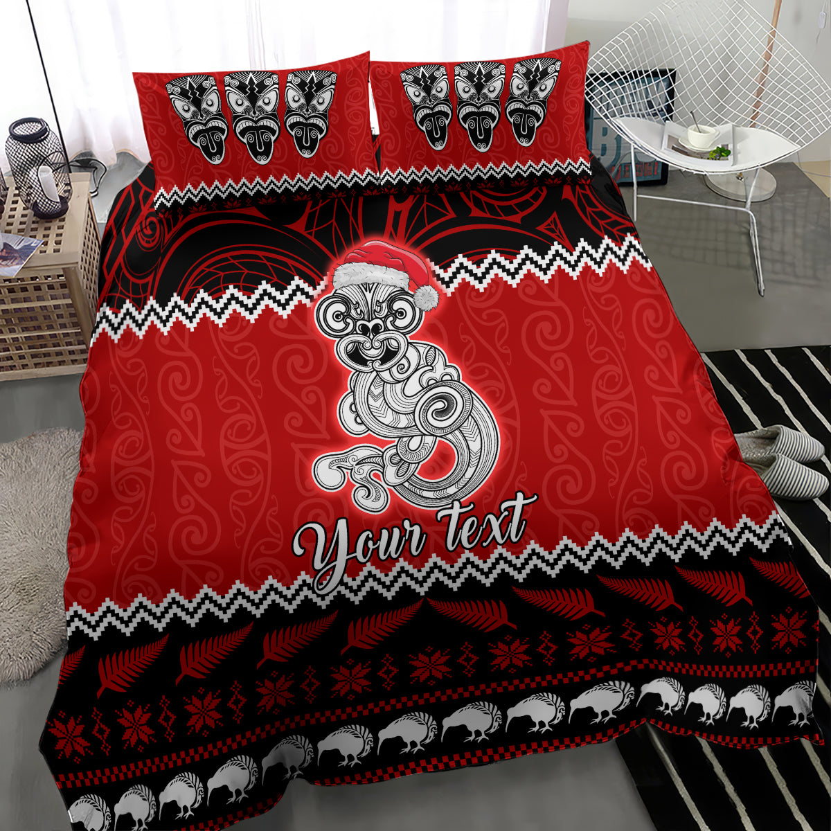 Personalised New Zealand Christmas Bedding Set Maori Tiki Meri Kirihimete LT9 - Polynesian Pride