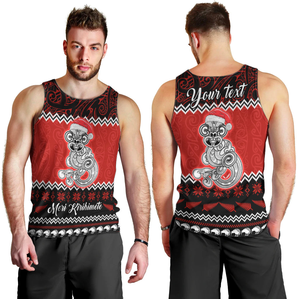 Personalised New Zealand Christmas Men Tank Top Maori Tiki Meri Kirihimete LT9 - Polynesian Pride