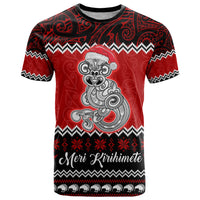 Personalised New Zealand Christmas T Shirt Maori Tiki Meri Kirihimete LT9 Red - Polynesian Pride