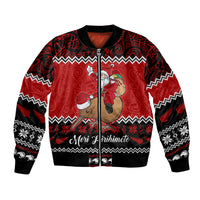 Personalised New Zealand Christmas Bomber Jacket Kiwi Santa Claus Maori Meri Kirihimete LT9 Unisex Red - Polynesian Pride