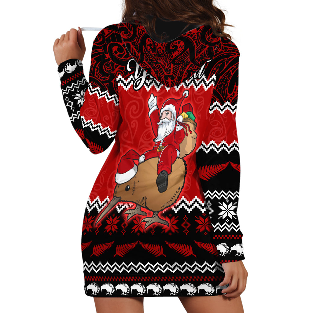 Personalised New Zealand Christmas Hoodie Dress Kiwi Santa Claus Maori Meri Kirihimete LT9 - Polynesian Pride