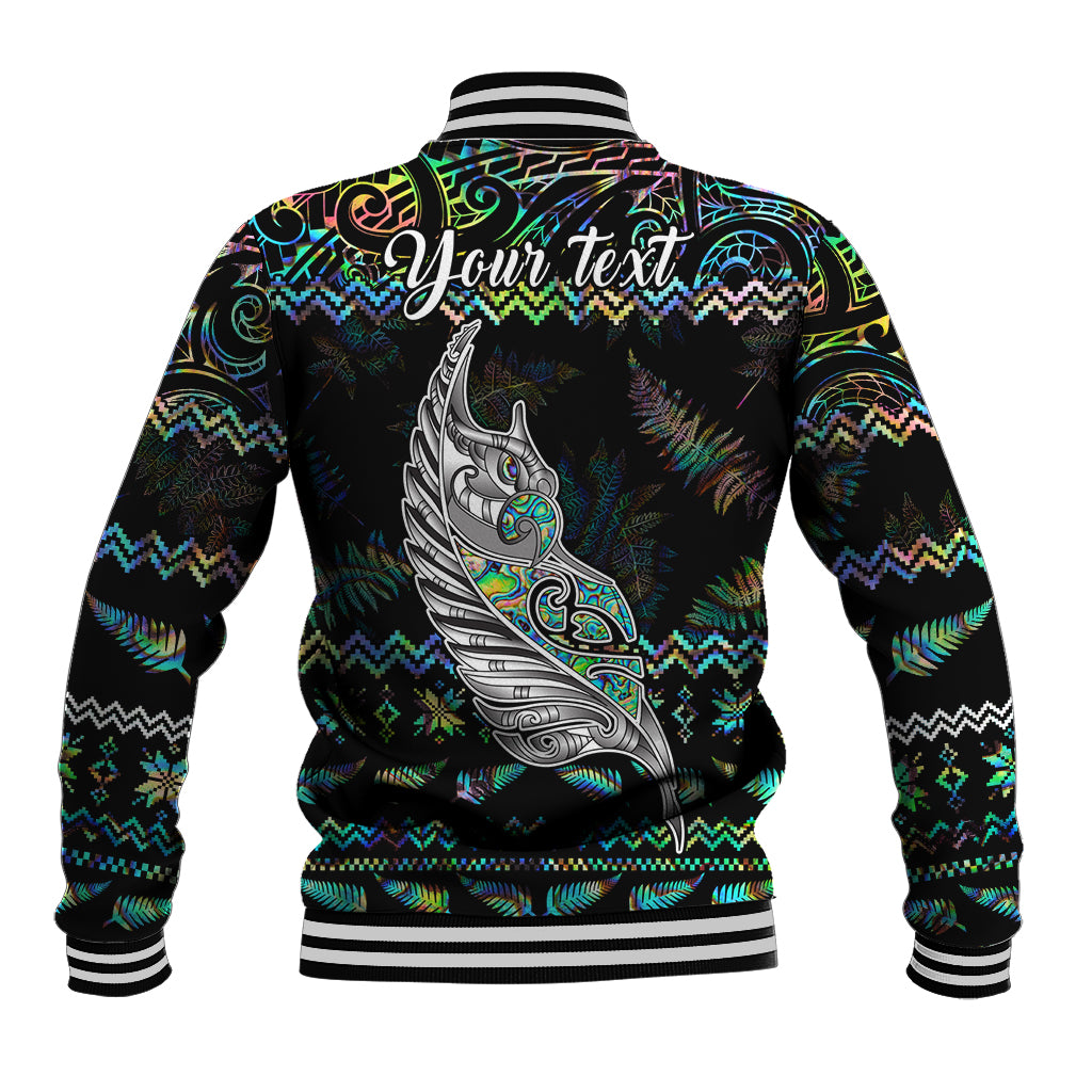 Personalised New Zealand Christmas Baseball Jacket Maori Fern Manaia Meri Kirihimete with Papaua Shell LT9 - Polynesian Pride