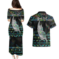 Personalised New Zealand Christmas Couples Matching Puletasi Dress and Hawaiian Shirt Maori Fern Manaia Meri Kirihimete with Papaua Shell LT9 - Polynesian Pride