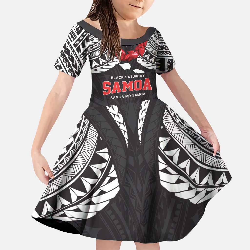 Samoa Black Saturday Family Matching Long Sleeve Bodycon Dress and Hawaiian Shirt Samoa mo Samoa with Black Ula Fala