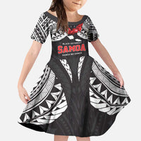 Samoa Black Saturday Family Matching Long Sleeve Bodycon Dress and Hawaiian Shirt Samoa mo Samoa with Black Ula Fala