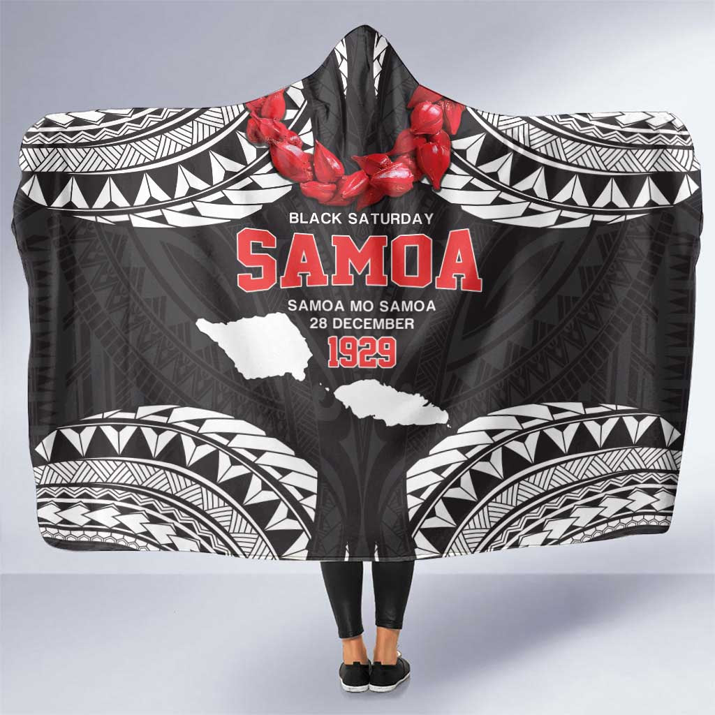 Samoa Black Saturday Hooded Blanket Samoa mo Samoa with Black Ula Fala LT9 One Size Black - Polynesian Pride