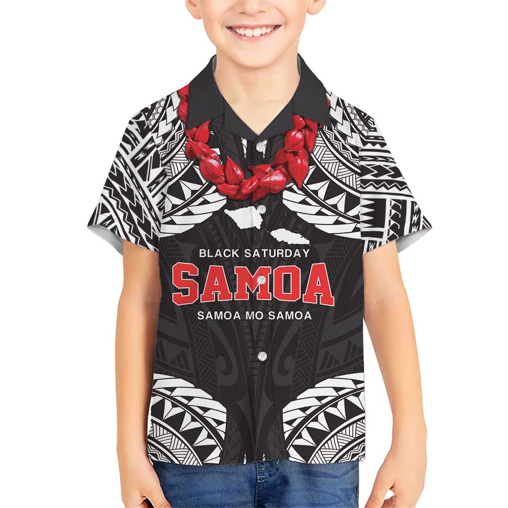 Samoa Black Saturday Kid Hawaiian Shirt Samoa mo Samoa with Black Ula Fala LT9 Kid Black - Polynesian Pride
