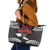 Samoa Black Saturday Leather Tote Bag Samoa mo Samoa with Black Ula Fala LT9 Black - Polynesian Pride