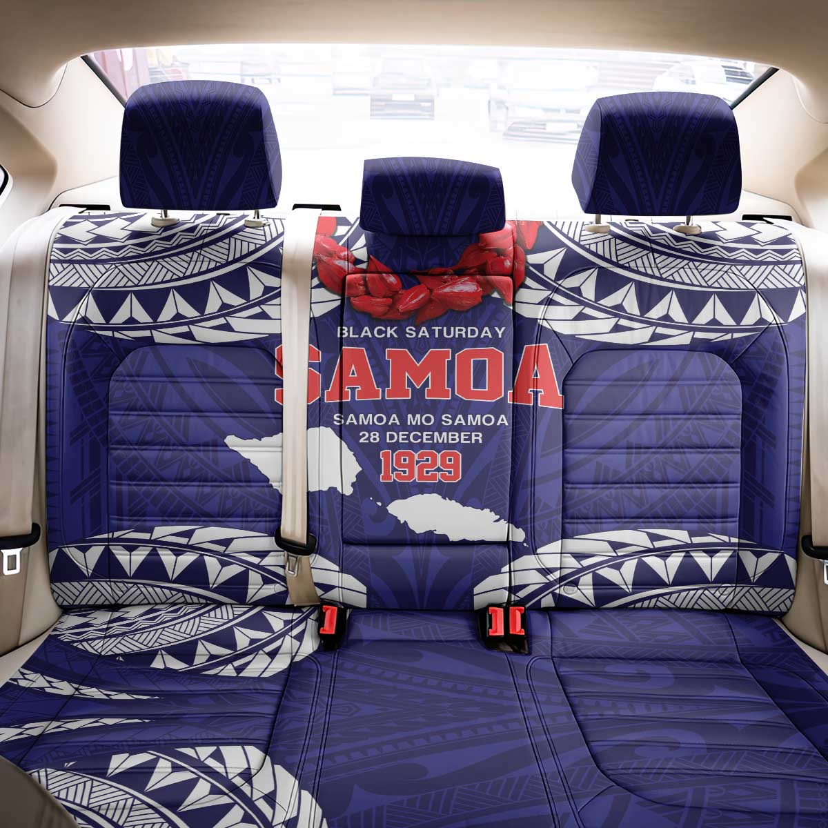 Samoa Black Saturday Back Car Seat Cover Samoa mo Samoa with Blue Ula Fala
